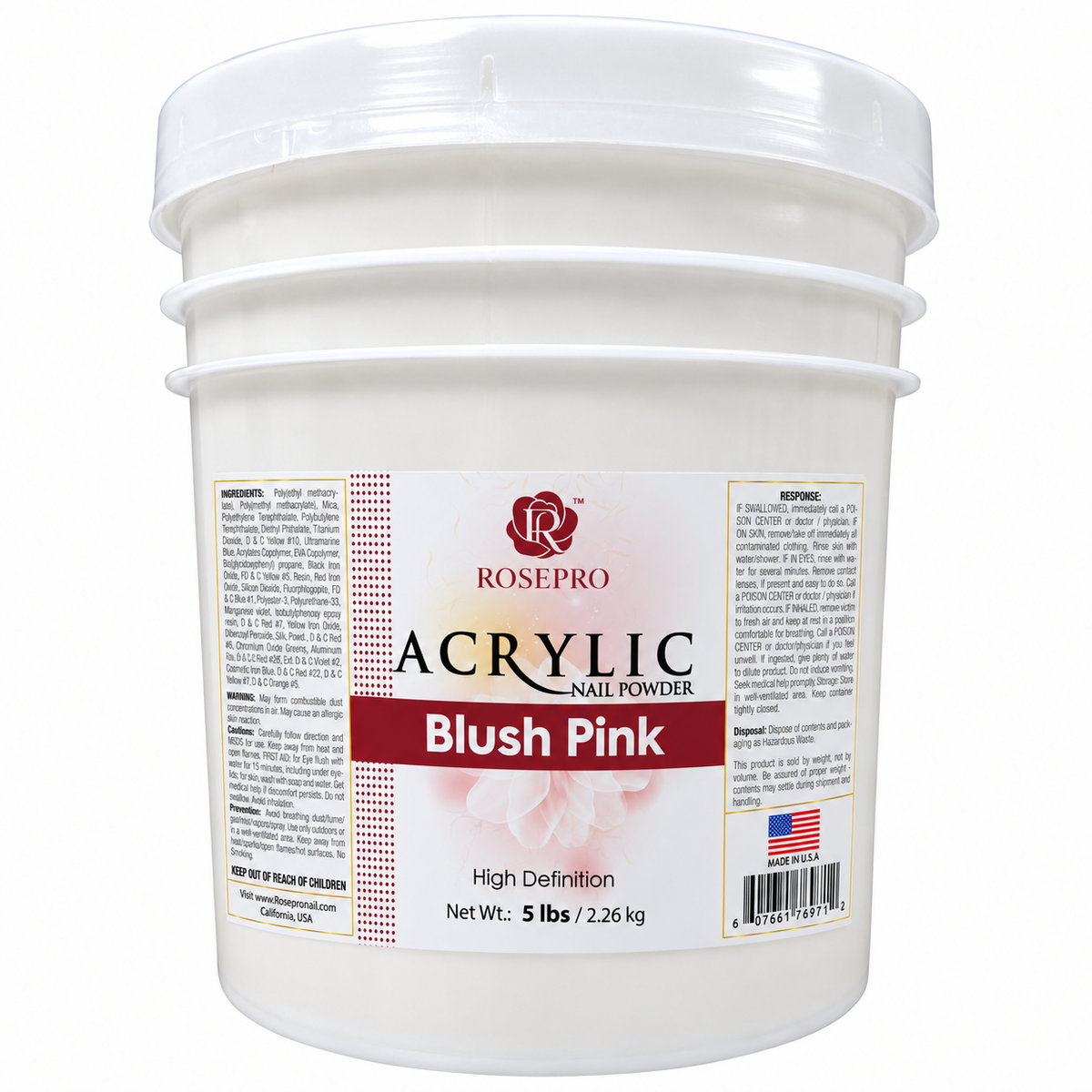 RosePro Acrylic Nail Powder – High Definition, 25lb Bucket