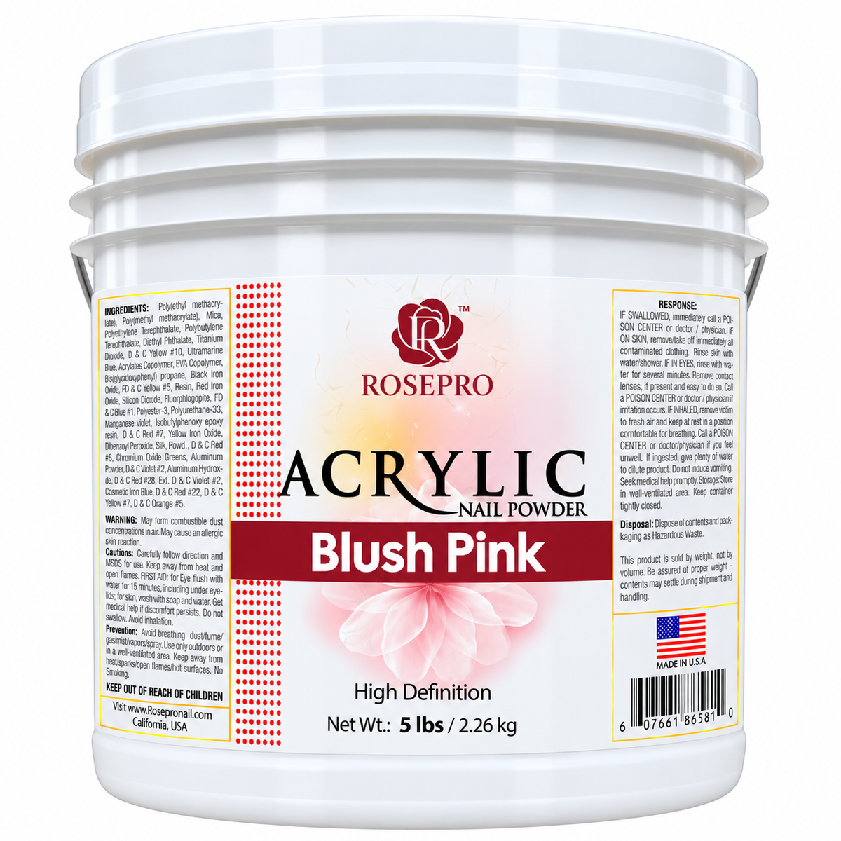 RosePro Acrylic Nail Powder – High Definition, 5lb Bucket