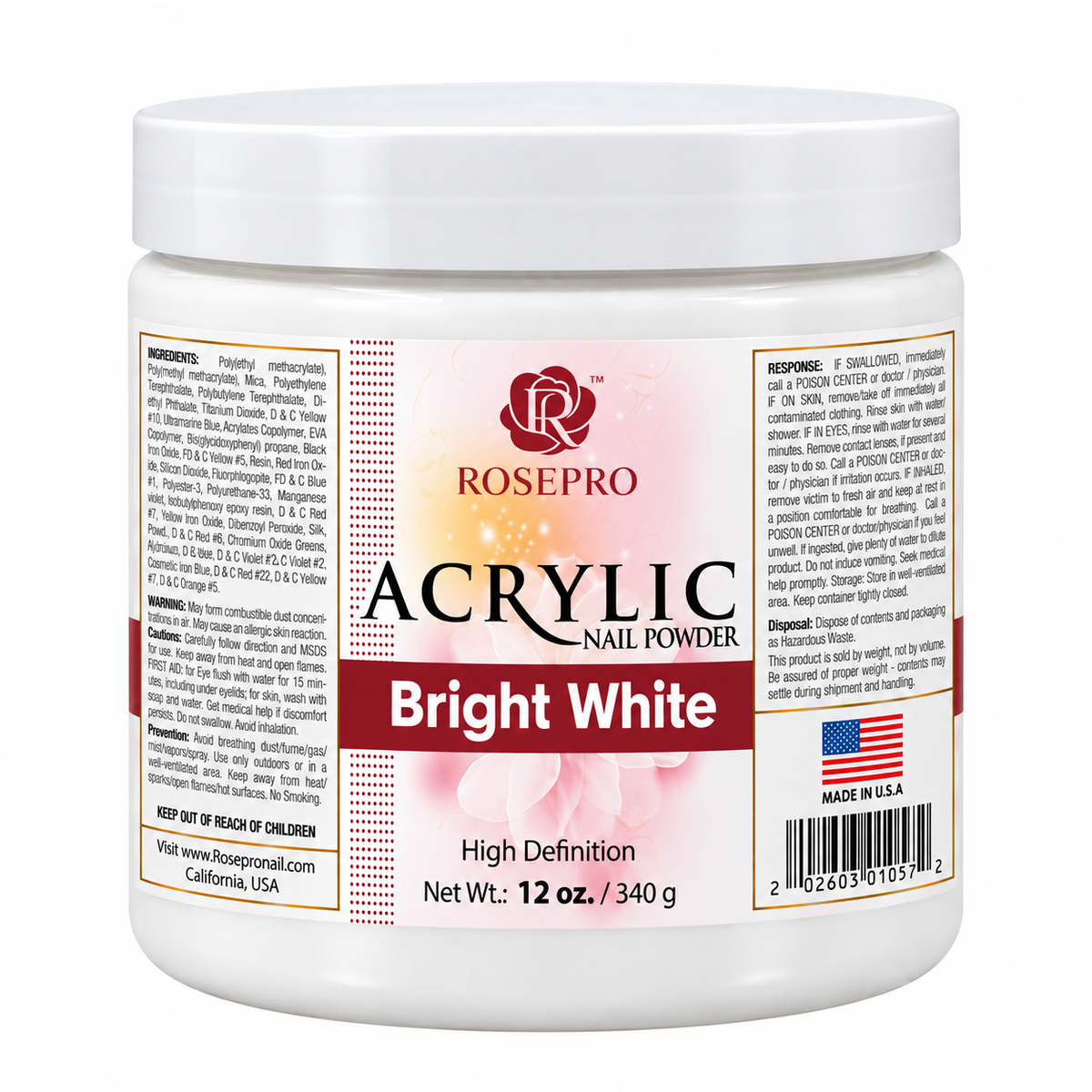RosePro Acrylic Nail Powder - HD Formula, 12 oz