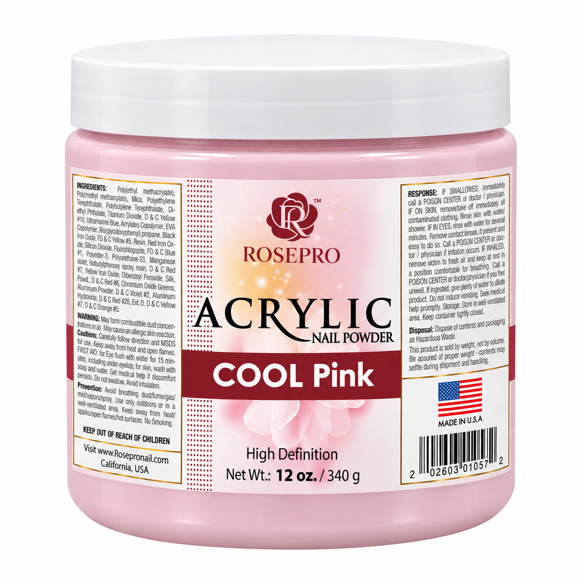 RosePro Acrylic Nail Powder - HD Formula, 12 oz