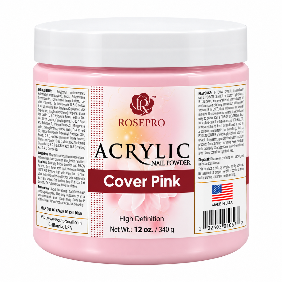 RosePro Acrylic Nail Powder - HD Formula, 12 oz
