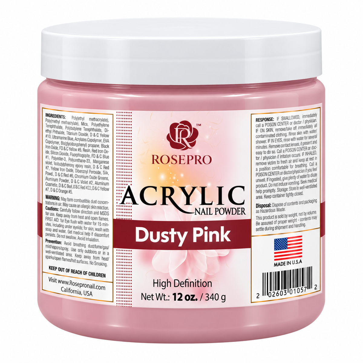 RosePro Acrylic Nail Powder - HD Formula, 12 oz