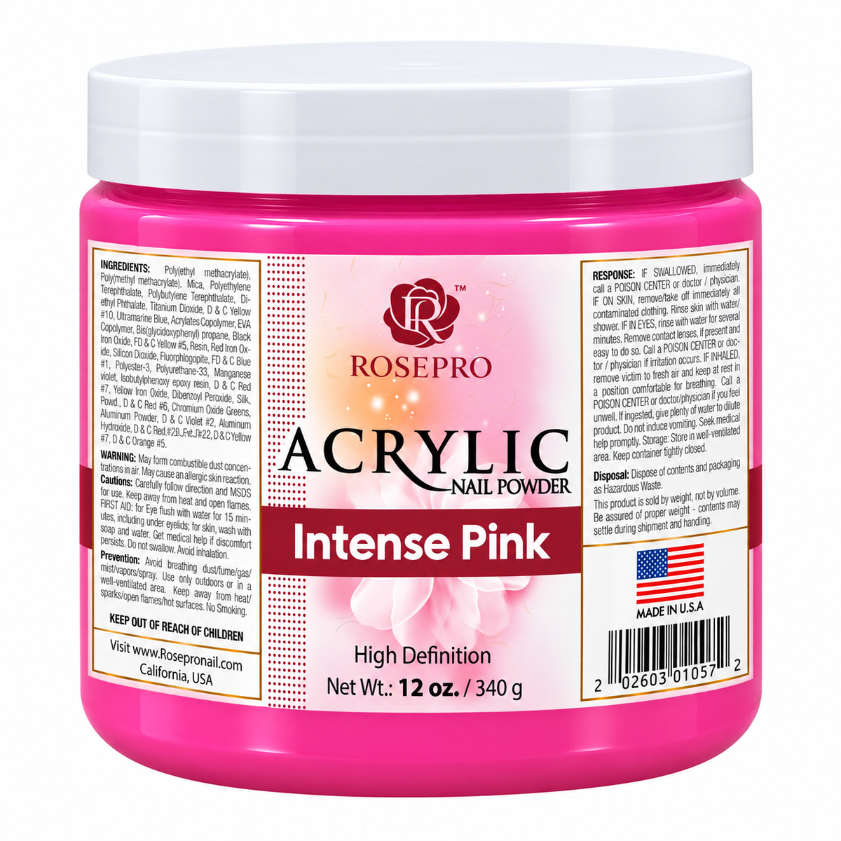 RosePro Acrylic Nail Powder - HD Formula, 12 oz