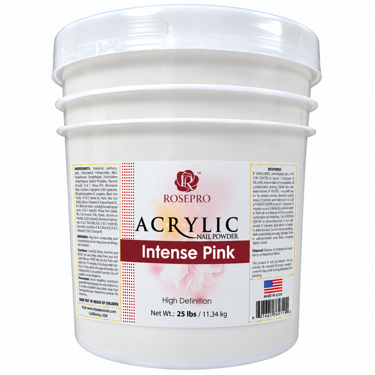 RosePro Acrylic Nail Powder – High Definition, 25lb Bucket