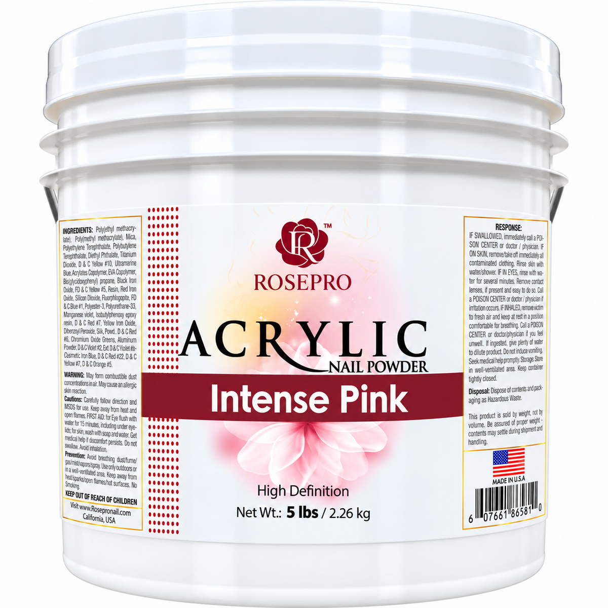 RosePro Acrylic Nail Powder – High Definition, 5lb Bucket