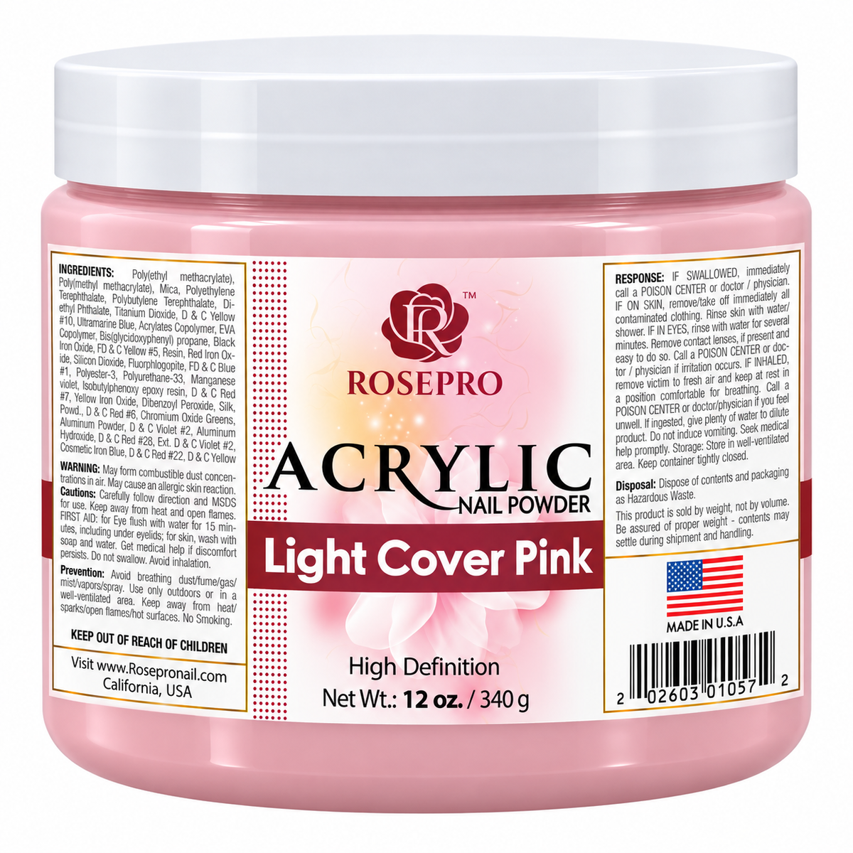 RosePro Acrylic Nail Powder - HD Formula, 12 oz