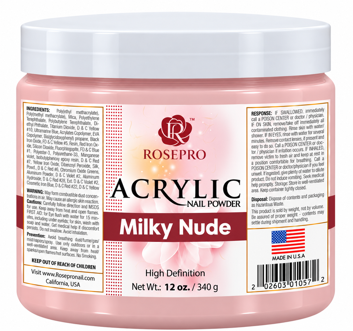 RosePro Acrylic Nail Powder - HD Formula, 12 oz