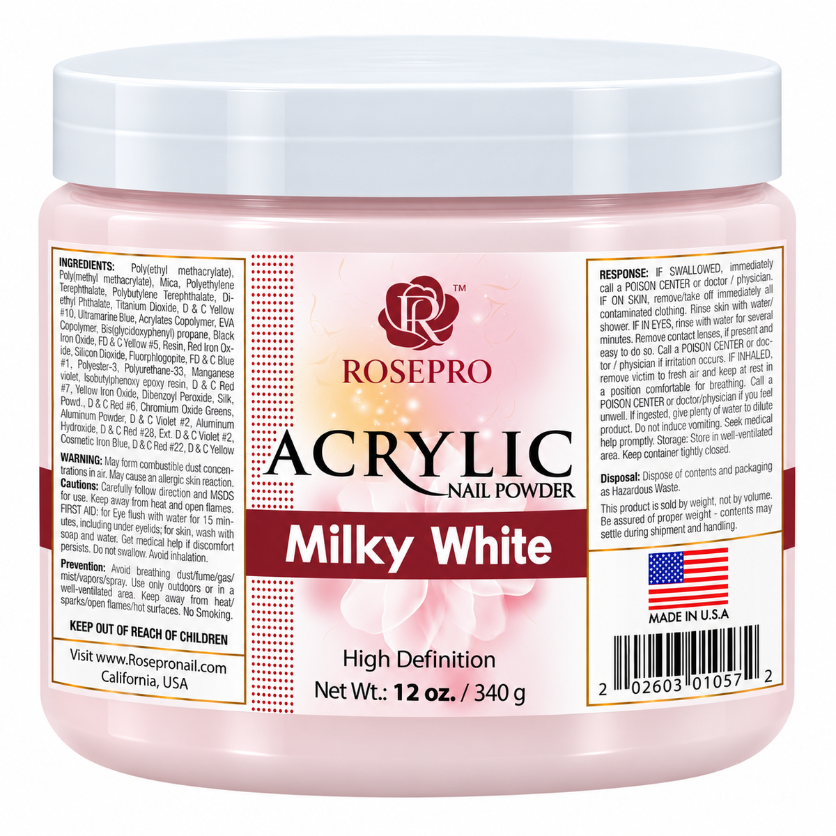 RosePro Acrylic Nail Powder - HD Formula, 12 oz
