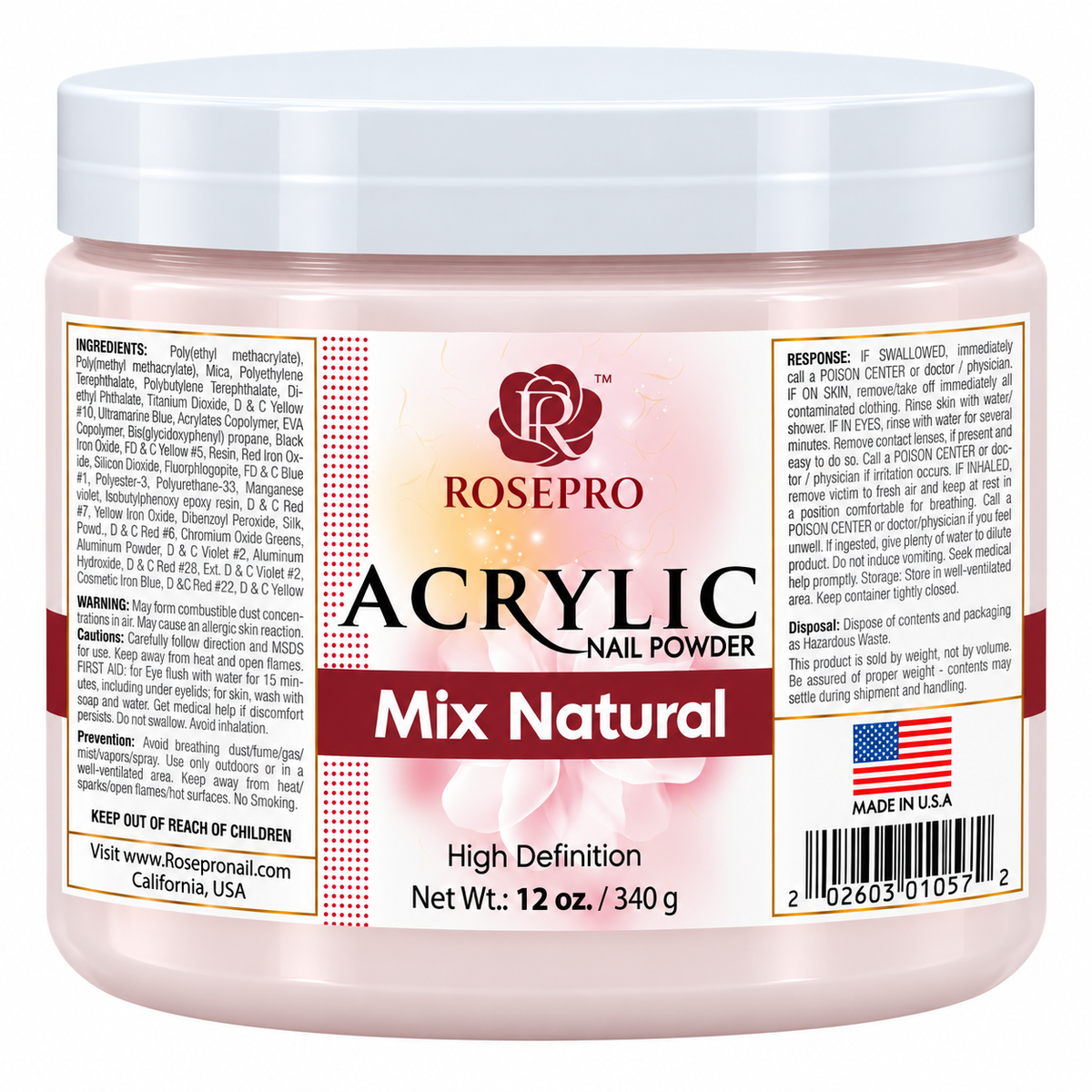 RosePro Acrylic Nail Powder - HD Formula, 12 oz