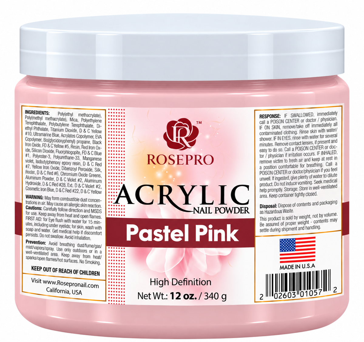 RosePro Acrylic Nail Powder - HD Formula, 12 oz