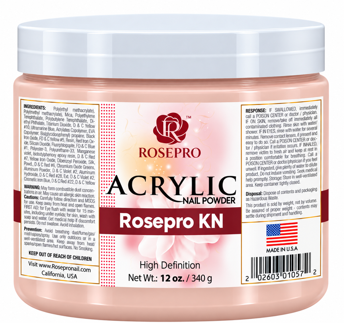 RosePro Acrylic Nail Powder - HD Formula, 12 oz