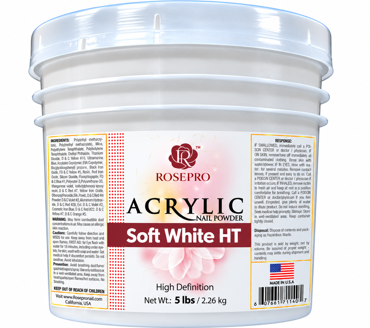RosePro Acrylic Nail Powder – High Definition, 25lb Bucket