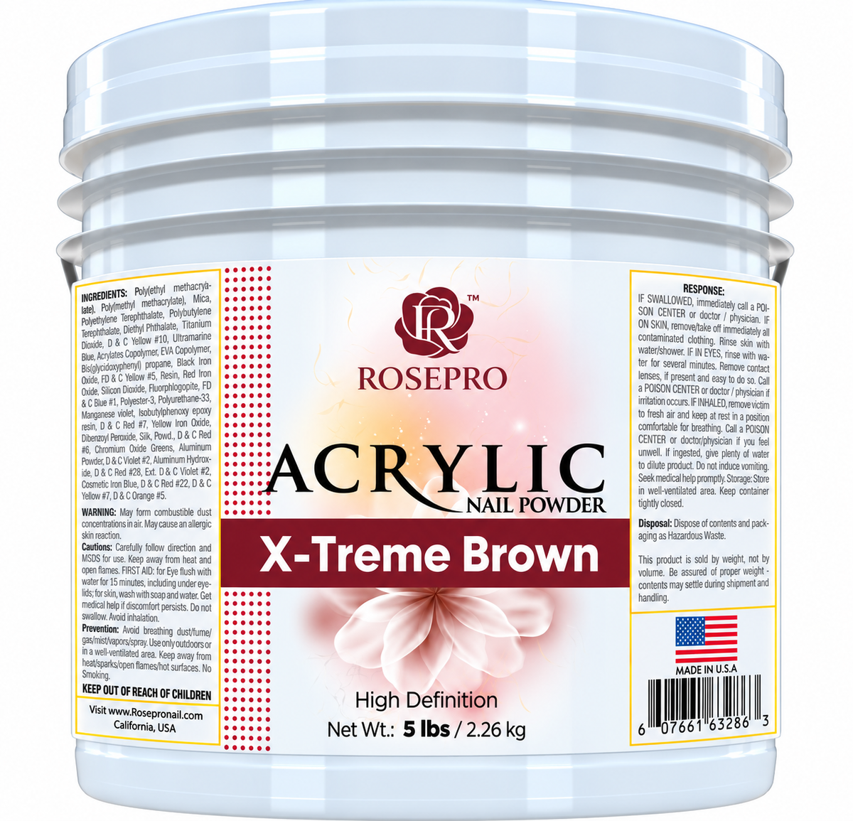 RosePro Acrylic Nail Powder – High Definition, 5lb Bucket