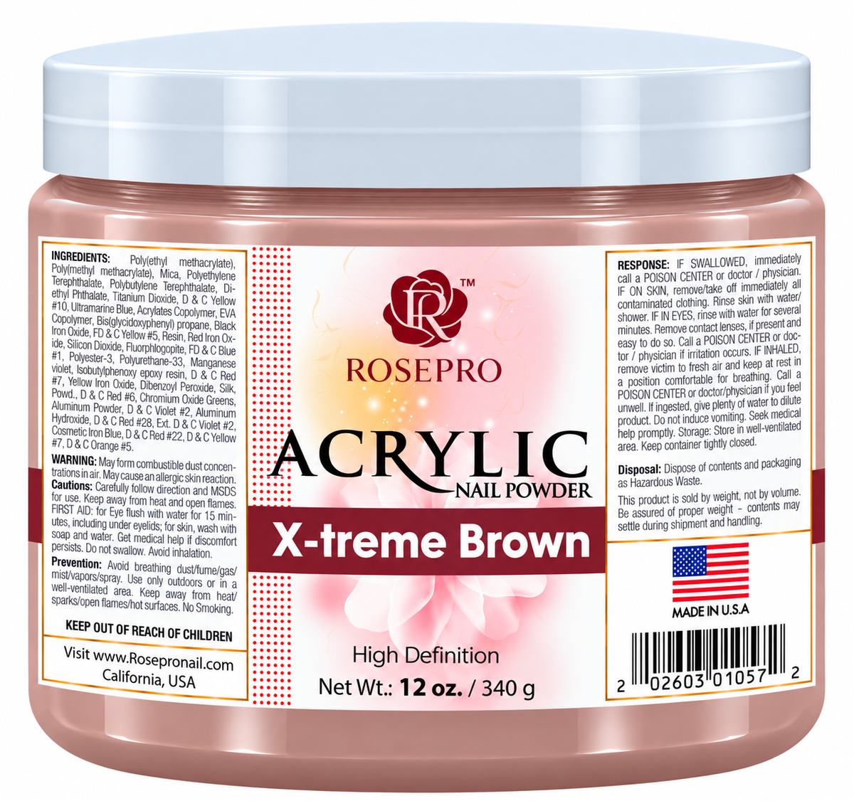RosePro Acrylic Nail Powder - HD Formula, 12 oz